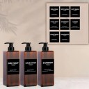 Set di 3 dispenser da 500 ml con etichette per shampoo, gel doccia, balsamo Bottiglie vuote con pompa e tappo 4