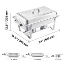 Set di 4 contenitori rettangolari riscaldati con coperchio da 8 l e vasca d'acqua da 11,5 l per la distribuzione di cibi caldi e freddi 3