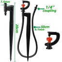 Set di 5 irrigatori da giardino 360° con tubo da 50 cm e attacco da 1/4" per irrigazione a goccia con flusso regolabile 2
