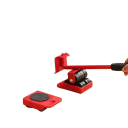 Set di 5 pezzi di rulli da trasloco con ruote e leva di sollevamento, sollevatore per mobili in metallo rosso e nero per spostare mobili pesanti 3