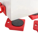Set di 5 pezzi di rulli da trasloco con ruote e leva di sollevamento, sollevatore per mobili in metallo rosso e nero per spostare mobili pesanti 4