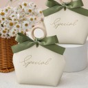 Set di 5 sacchetti regalo in carta 10,5×9×5 cm con anello in legno e nastro, confezione elegante per piccoli oggetti 5