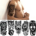 Set di 5 tatuaggi temporanei leone lupo tigre 21 x 11,4 cm Tatuaggi adesivi impermeabili Adesivi per tatuaggi Per uomini e donne Decorazione corporea temporanea 2