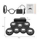 Set di batteria elettronica USB in silicone pieghevole portatile con pedali, bacchette e cavo di alimentazione 43x28x2.7 cm 2