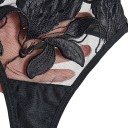 Set di biancheria intima da donna con reggiseno a scollatura a V tra i coppe e fiori ricamati e perizoma con ricamo floreale e fianchi in rete 16