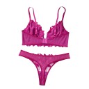 Set di biancheria intima da donna con reggiseno a scollatura a V tra i coppe e fiori ricamati e perizoma con ricamo floreale e fianchi in rete 13