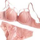 Set di biancheria intima da donna con reggiseno con ferretti e coppe imbottite con nastri decorativi e perizoma trasparente in rete 8