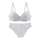 Set di biancheria intima da donna con reggiseno con ferretto e coppe imbottite in pizzo e fiocchetto e mutandine con fianchi in pizzo 6