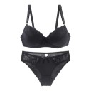 Set di biancheria intima da donna con reggiseno con ferretto e coppe imbottite in pizzo e fiocchetto e mutandine con fianchi in pizzo 8