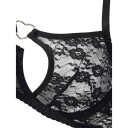 Set di biancheria intima da donna con reggiseno in pizzo con ferretto e cuore metallico al centro e perizoma con spalline regolabili ai lati 11