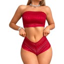 Set di biancheria intima da donna in pizzo con braletka senza spalline in stile bandeau e mutandine con vita a V e bordi ondulati 1