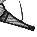 Set di biancheria intima da donna in rete trasparente con strisce, reggiseno con ferretto e coppe non imbottite e perizoma con vita alta 16