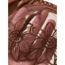 Set di biancheria intima da donna marrone con ricamo floreale, reggiseno trasparente con ferretto e perizoma con fianchi regolabili e inserto 9
