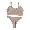 Set di biancheria intima da donna senza cuciture con reggiseno senza ferretto a scollatura dritta e spalline sottili e slip classici con fascia a coste 7