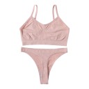 Set di biancheria intima da donna senza cuciture con reggiseno senza ferretto a scollatura dritta e spalline sottili e slip classici con fascia a coste 1