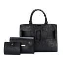 Set di borse da donna 3 pezzi Borsa a mano con tracolla 32 x 13 x 23 cm pochette e portafoglio in pelle sintetica Stampa di lettere 1