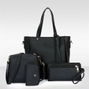 Set di borse da donna 4 pezzi Grande borsa con frange Piccola borsa a tracolla Pochette e portadocumenti in PU pelle 1