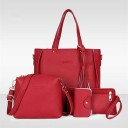 Set di borse da donna 4 pezzi Grande borsa con frange Piccola borsa a tracolla Pochette e portadocumenti in PU pelle 2