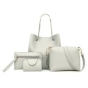 Set di borse da donna 4 pezzi in pelle sintetica con superficie granulosa Borsa a spalla grande Borsa più piccola con tracolla Pochette 2