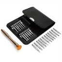 Set di cacciaviti di precisione in custodia di pelle 24 punte + manico in alluminio Strumenti compatti per la riparazione di orologi e elettronica 1