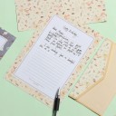 Set di carta da lettera e buste 14 x 21 cm 6 fogli di carta 8,5 x 16,5 cm 3 buste volpe fiori frutta set da scrittura arancione 3