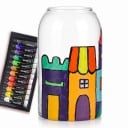 Set di colori per vetrate 12 pz Tubetti 12 ml Acrilico impermeabile per vetro Comprende 6 pennelli e una palette di miscelazione Per bicchieri vasi e decorazioni in vetro 3