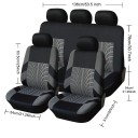 Set di coprisedili per 5 posti 9 pezzi Coprisedili universali con stampa di pneumatici in poliestere Compatibili con airbag 6