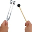 Set di diapason 128Hz diapason bioacustico pesato per la guarigione dei chakra terapia sonora alleviamento dello stress con martelletto strumento di riparazione e sacchetto di stoccaggio 7