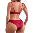 Set di due completi di biancheria intima femminile in colore bordeaux e nero con reggiseno push up e slip classici decorati con un fiocchetto 8