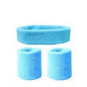 Set di fascia sportiva e due polsini in cotone colorato Materiale assorbente per sport, corsa, ciclismo e giochi di squadra 4