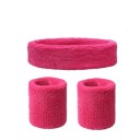 Set di fascia sportiva e due polsini in cotone colorato Materiale assorbente per sport, corsa, ciclismo e giochi di squadra 9