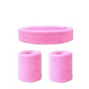 Set di fascia sportiva e due polsini in cotone colorato Materiale assorbente per sport, corsa, ciclismo e giochi di squadra 5