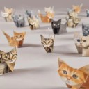 Set di gatti origami 3D in carta 50 pezzi decorazioni pieghevoli in carta figure colorate per creare, tavolo e divertimento creativo 2