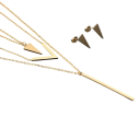 Set di gioielli a forma di V Collana geometrica multilivello da donna e orecchini in acciaio inossidabile Regalo elegante per compleanni e Natale 2