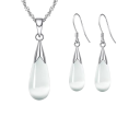 Set di gioielli elegante con collana da 45 cm e orecchini in argento 925 a forma di goccia d'acqua per matrimoni, fidanzamenti e feste 5