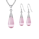Set di gioielli elegante con collana da 45 cm e orecchini in argento 925 a forma di goccia d'acqua per matrimoni, fidanzamenti e feste 6