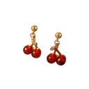 Set di gioielli in lega di zinco con ciliegie rosse dolci Collana e orecchini a pendente con zirconi Catena lucida Gioielli moda donna 5