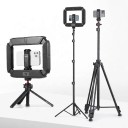 Set di luce LED con gabbia per telefono e treppiede 1,8 m Temperatura regolabile 2500–8500 K Batteria 8000 mAh 20 W CRI 96+ Nera Per vlog e riprese 3