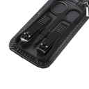 Set di lusso per manicure e pedicure in astuccio di pelle con tronchesine, lima, forbici per unghie, taglia cuticole, cucchiaino per orecchie Set da viaggio per unghie in acciaio inossidabile 6 pezzi 4