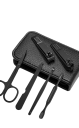Set di lusso per manicure e pedicure in astuccio di pelle con tronchesine, lima, forbici per unghie, taglia cuticole, cucchiaino per orecchie Set da viaggio per unghie in acciaio inossidabile 6 pezzi 5