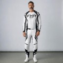 Set di maglia da motocross a maniche lunghe e pantaloni con fibbia in vita e strisce nere sui lati per moto da fuoristrada e quad bianco 2
