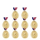 Set di Medaglie Sportive 10 pz per Competizioni con Trofeo e Spighe Diametro 5 cm Lega di Zinco con Nastrini Tricolore per Bambini e Eventi Scolastici 1