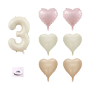 Set di palloncini per compleanno 81 cm numero beige 6 pz cuore 46 cm rosa beige marrone decorazioni per festa rotolo di nastro 5