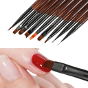 Set di pennelli per unghie marrone da 9 pezzi 15,5 - 16 cm, 5,2 - 12,7 mm, setole fini e rigide 6