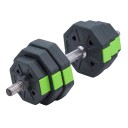 Set di pesi regolabili 20 kg 4 in 1 manubri barra pesante kettlebell e supporti per flessioni con dischi nero-verdi per allenarsi a casa 2