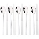 Set di posate Cucchiaio e bacchette Set di stoviglie per cucina asiatica posate da tavola eleganti per la casa 6