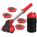 Set di rulli per trasloco con ruote e leva di sollevamento, sollevatore per mobili in metallo con basi girevoli rosso-nero per spostare i mobili 3