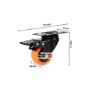 Set di ruote girevoli con freno 113×71×52×24 mm, nere con ruota arancione, 4 pezzi nel set, inclusi accessori per il montaggio 7