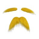 Set di sopracciglia finte gialle e baffi lunghi Accessorio per costume autoadesivo Cosplay Carnevale Asterix Halloween Oggetto di scena teatrale 1