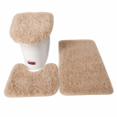 Set di tappetini per bagno 3 pezzi in morbido materiale peloso con copertura per il water e tappeto davanti al water, superficie in peluche 2